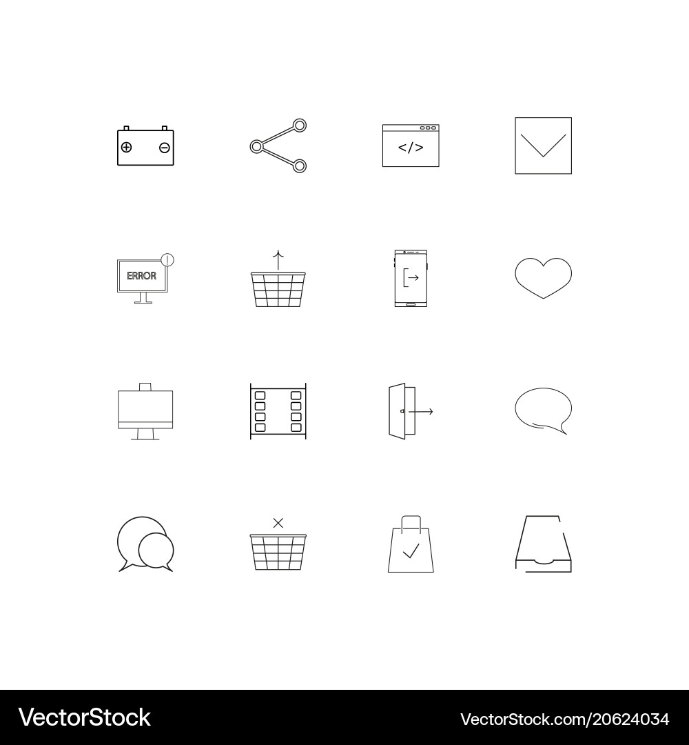Interface simple linear icons set outlined Vector Image