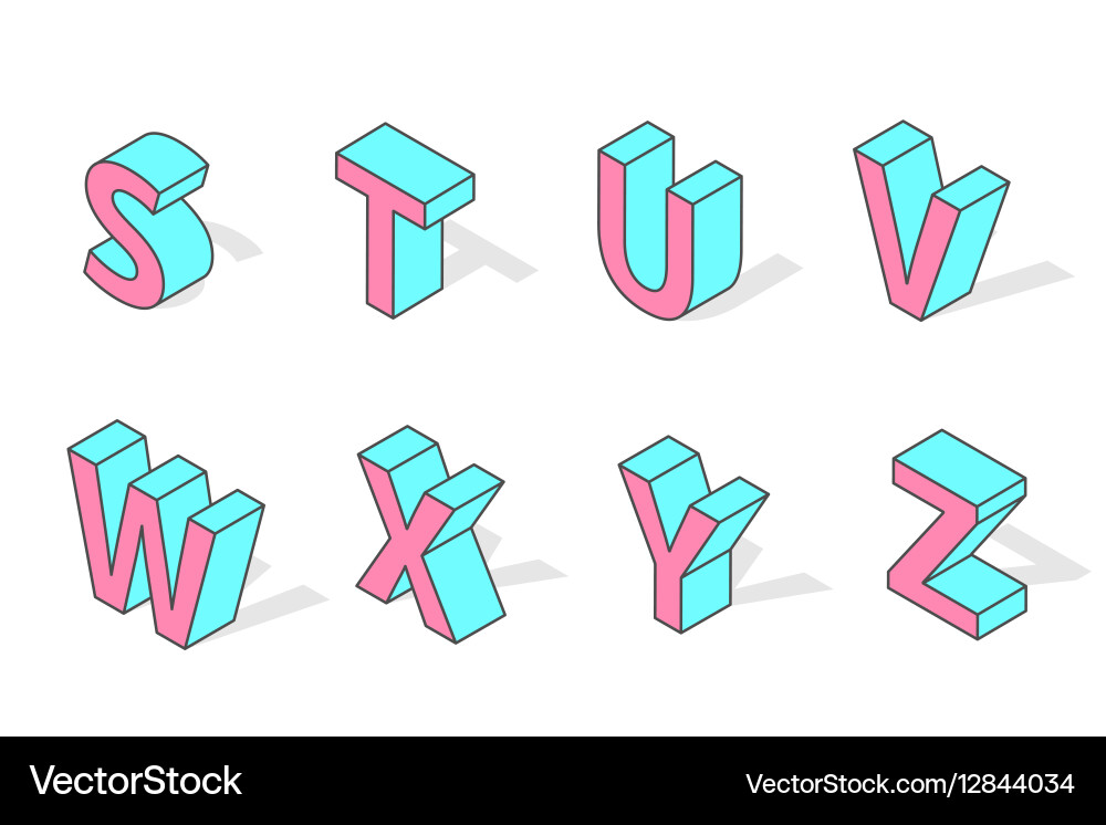 Isometric alphabet font isolated Vector Image