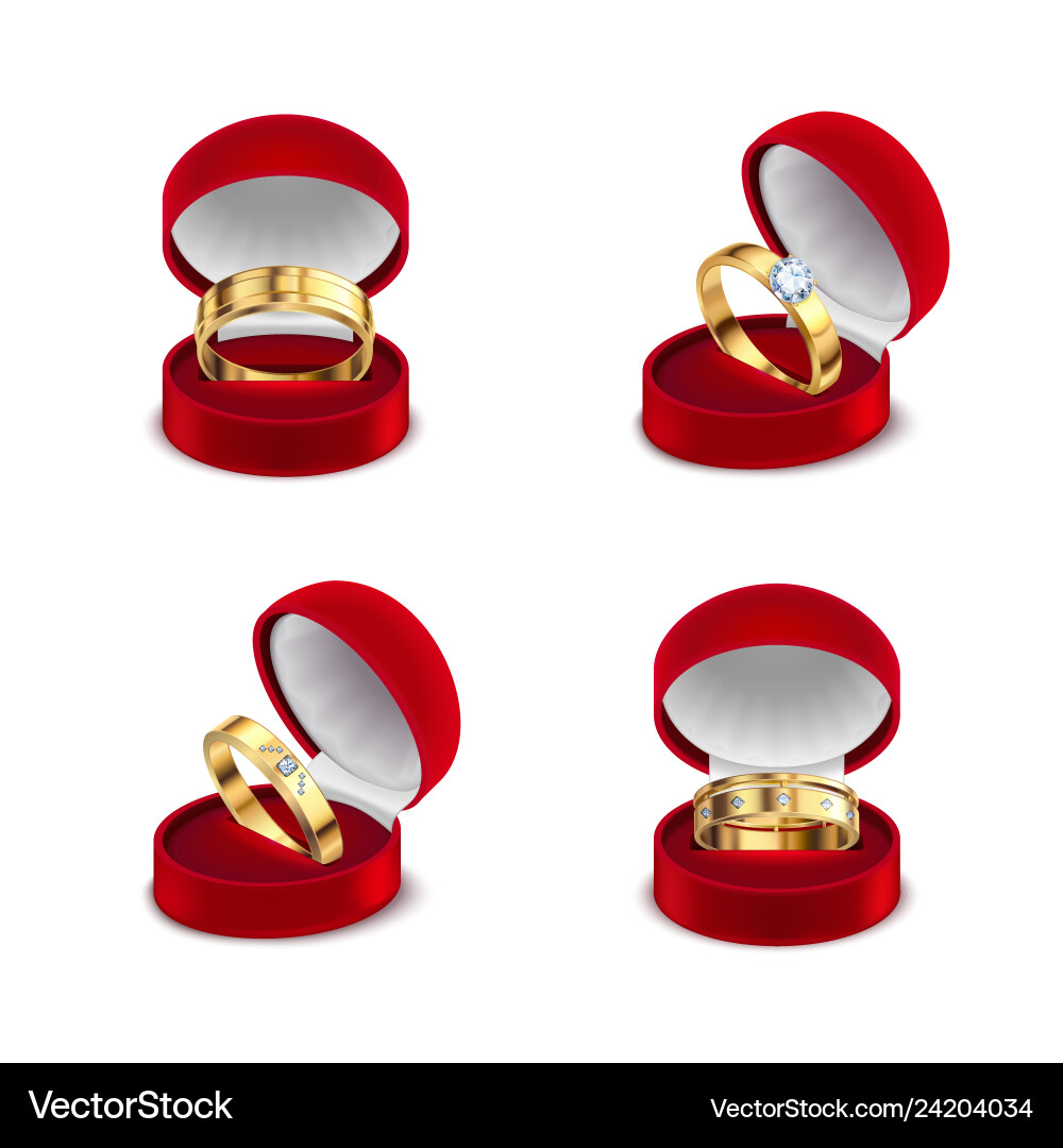 Jewelry box rings set Jewelry box rings set vector image