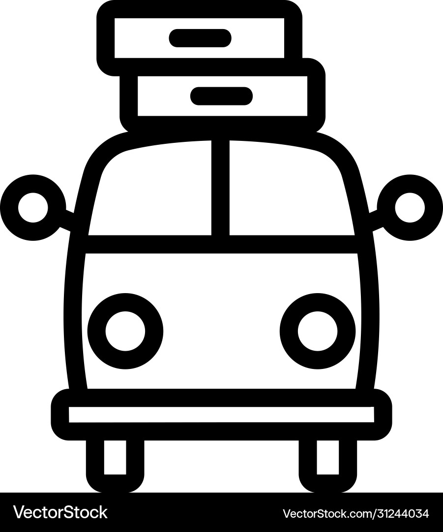 Loaded with suitcases up bus front view icon Loaded with suitcases up bus front view icon Vector Image
