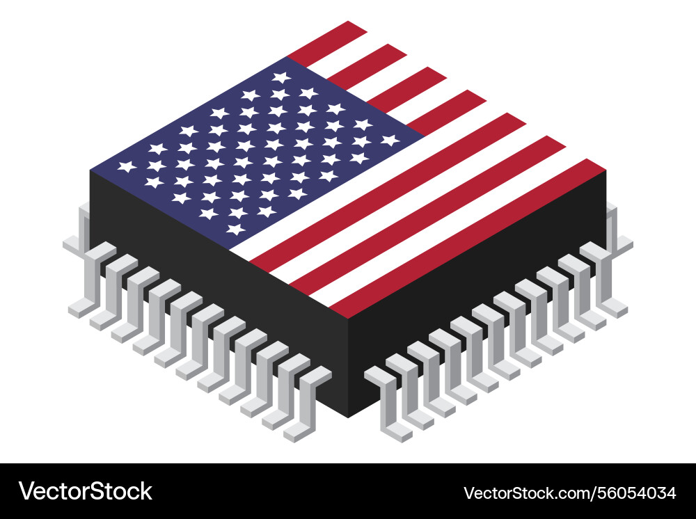 Microchip computer electronic component with usa Microchip computer electronic component with usa vector image