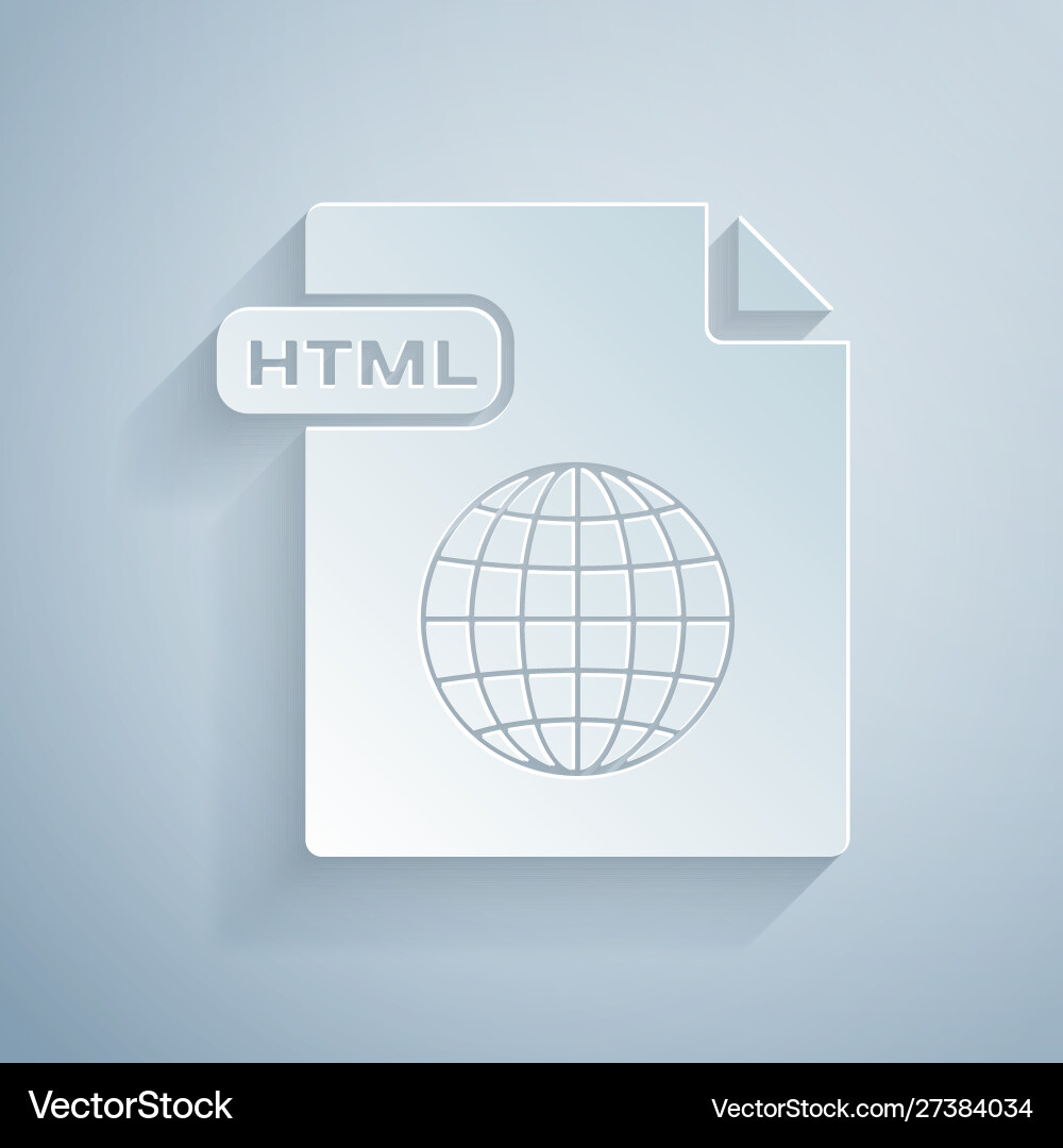 Paper cut html file document download button Paper cut html file document download button vector image