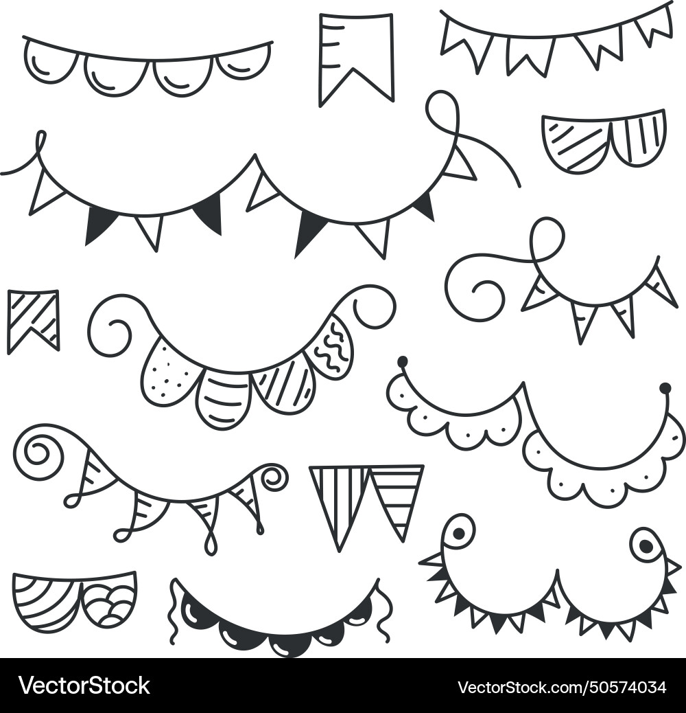 Pennant pattern background hand draw Vector Image