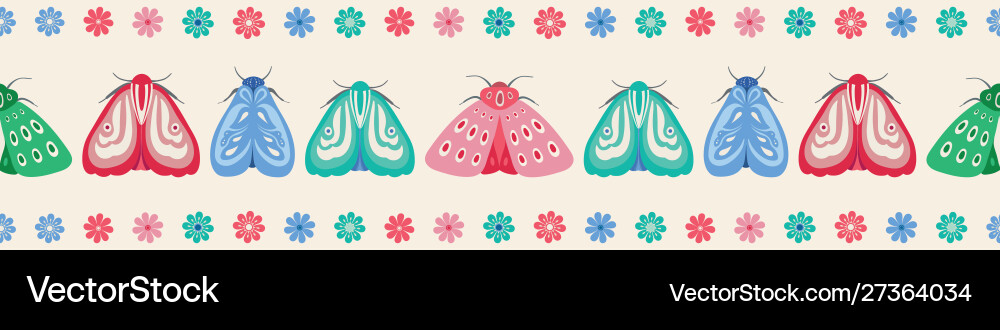 Seamless border pattern moths Seamless border pattern moths vector image