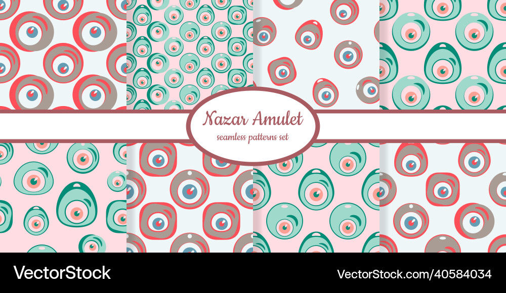 Seamless patterns with nazar amulet Seamless patterns with nazar amulet vector image