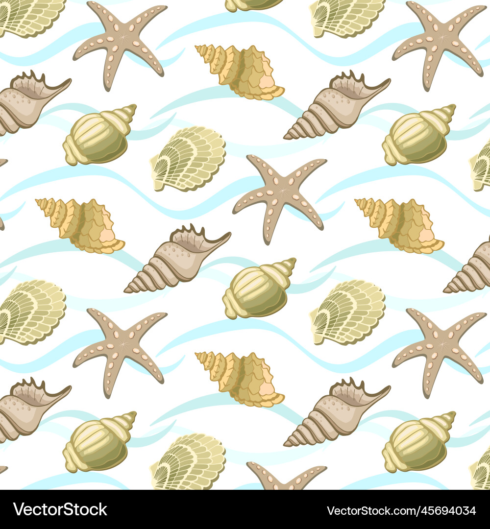 Seashells in a pattern Seashells in a pattern vector image