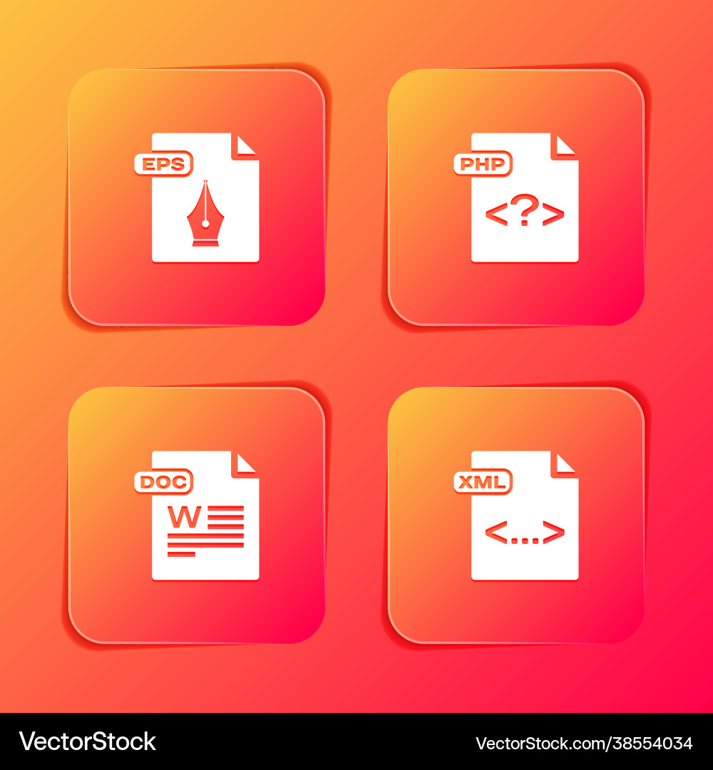 Set eps file document php doc and xml icon Set eps file document php doc and xml icon Vector Image