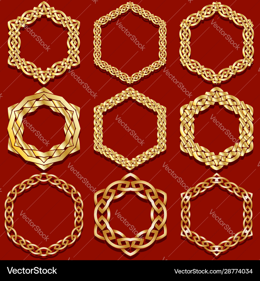 Set hexagonal shapes frames in oriental style Set hexagonal shapes frames in oriental style vector image