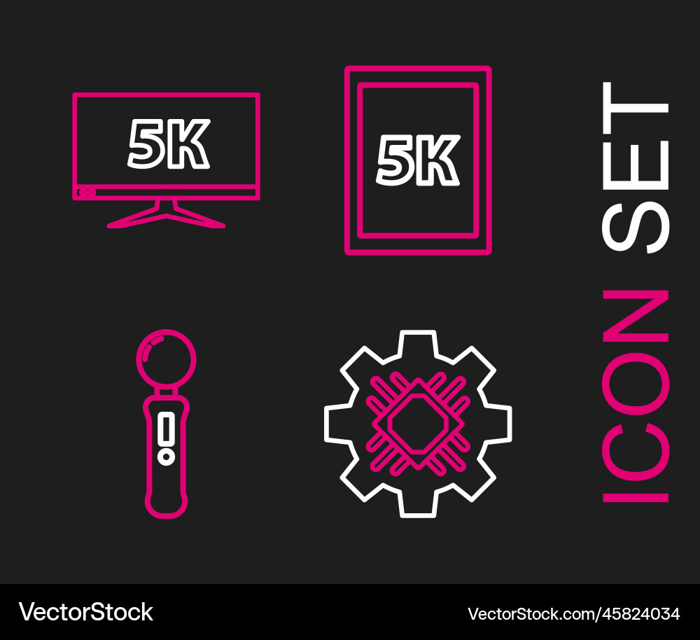 Set line processor gamepad tablet with text 5k Set line processor gamepad tablet with text 5k vector image