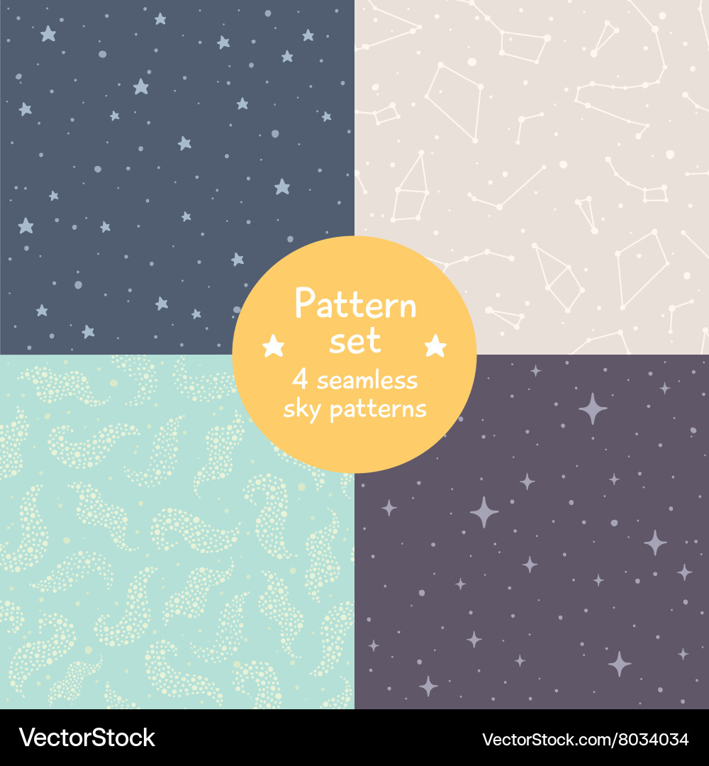 Set of cute simple seamless patterns vector image
