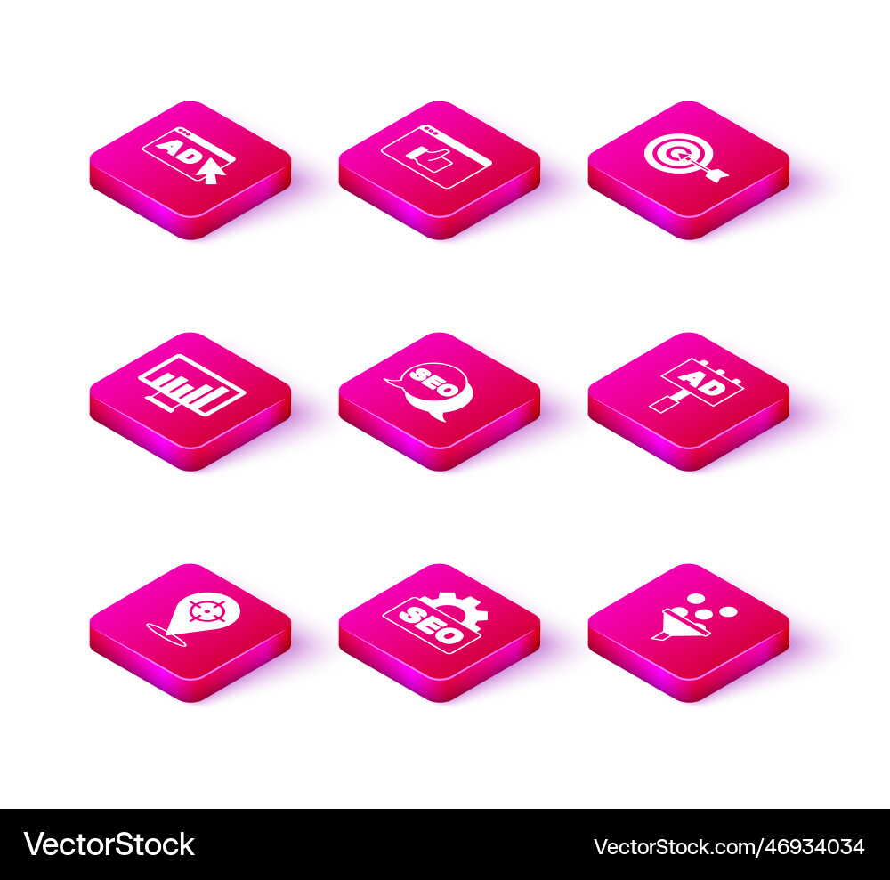 Set target seo optimization monitor with graph Set target seo optimization monitor with graph vector image