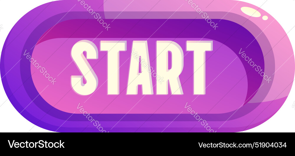 Shiny purple start button inviting user to begin Shiny purple start button inviting user to begin vector image