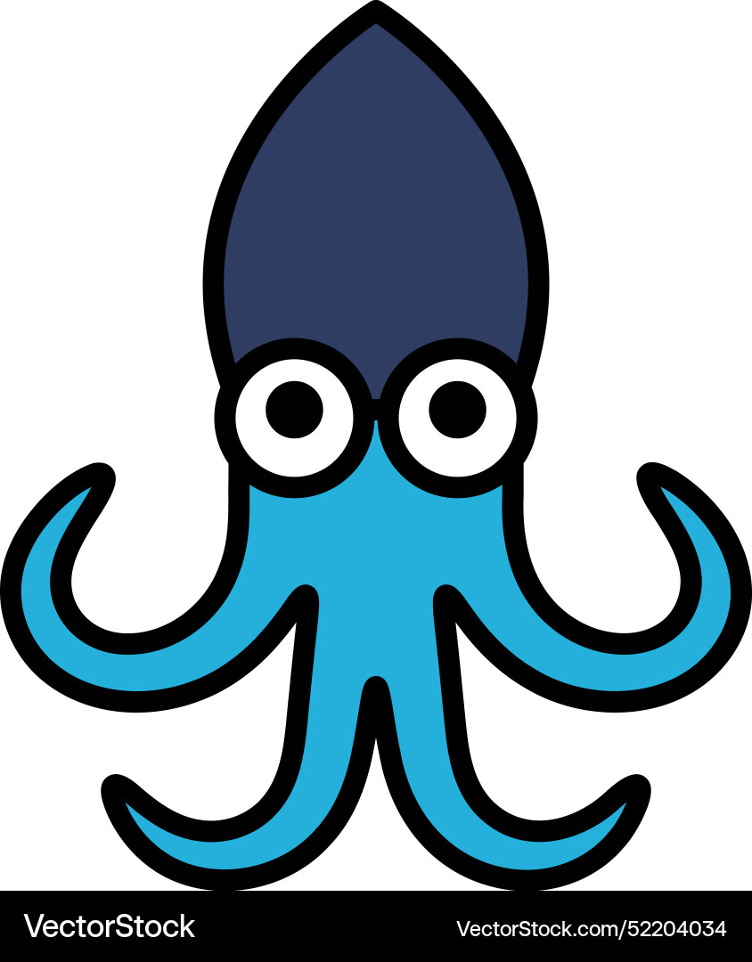 Squid in line icon style vector image