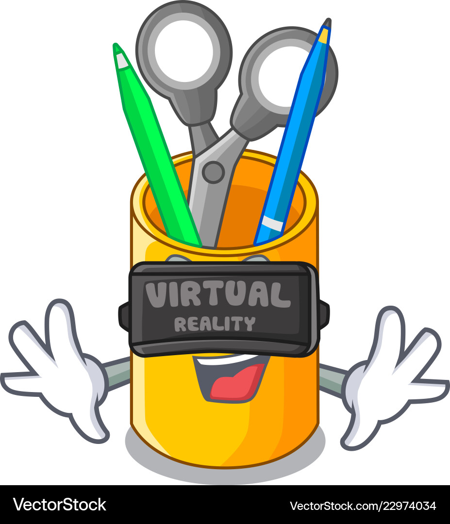 Virtual reality desktop organizer shape on cartoon Vector Image