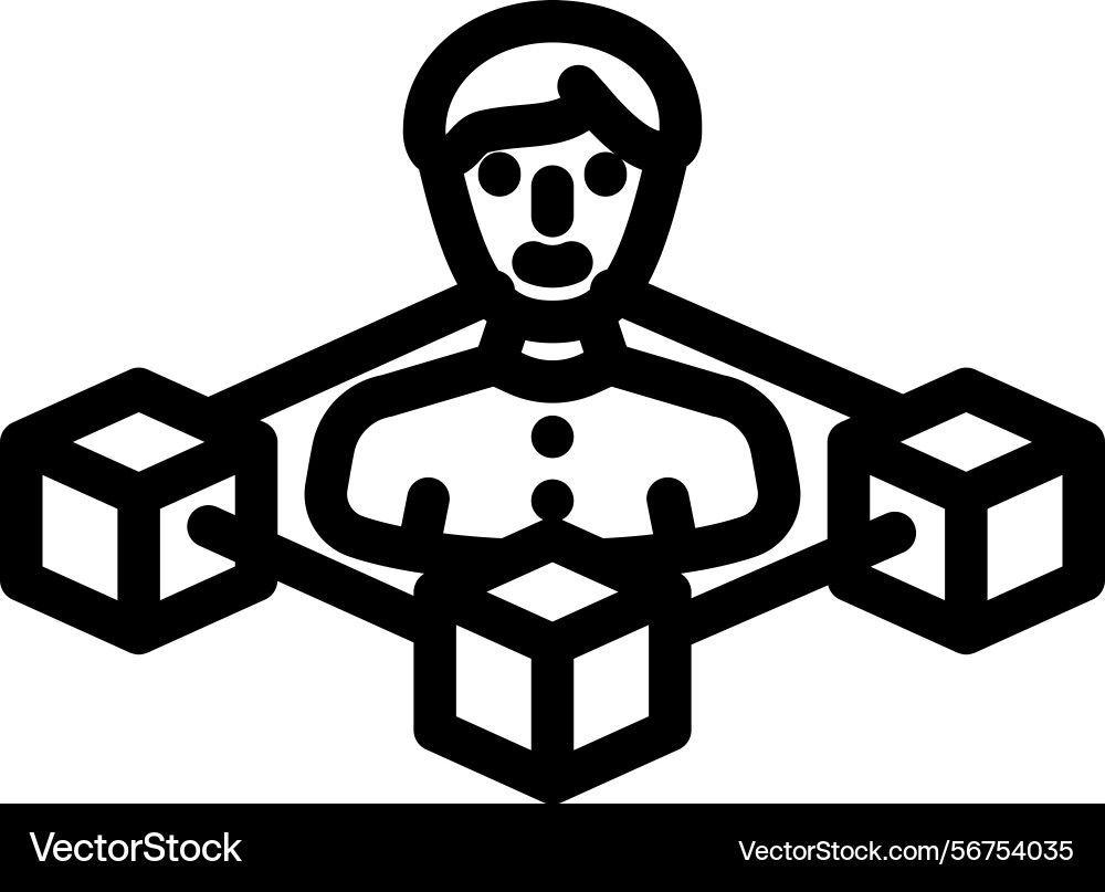 Blockchain based identity verification line icon Vector Image