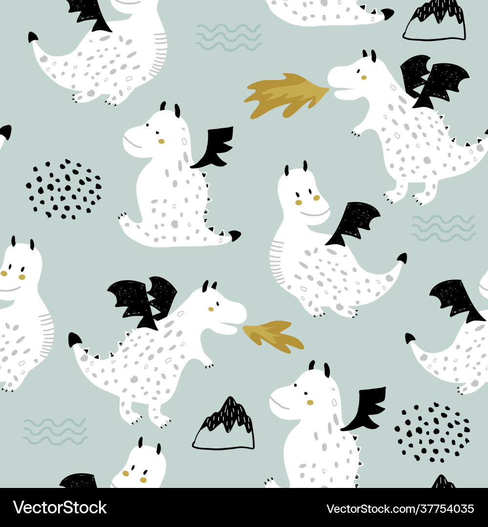 Childish seamless pattern with cute dragons Childish seamless pattern with cute dragons vector image