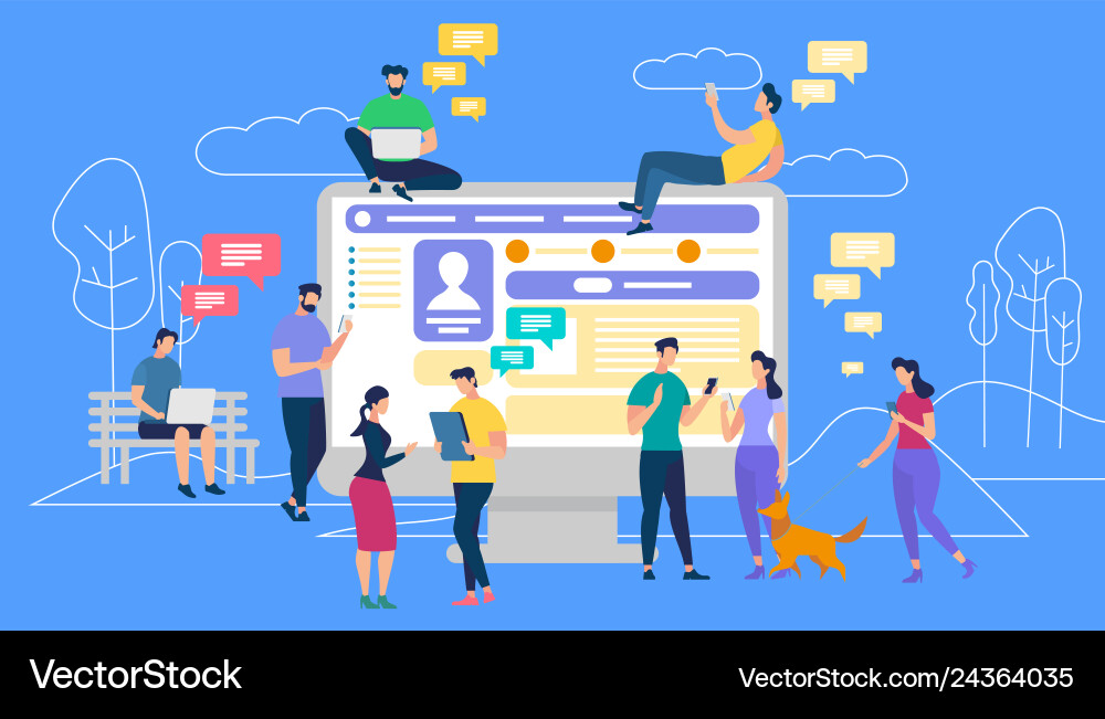 Communication via internet social networking Communication via internet social networking vector image