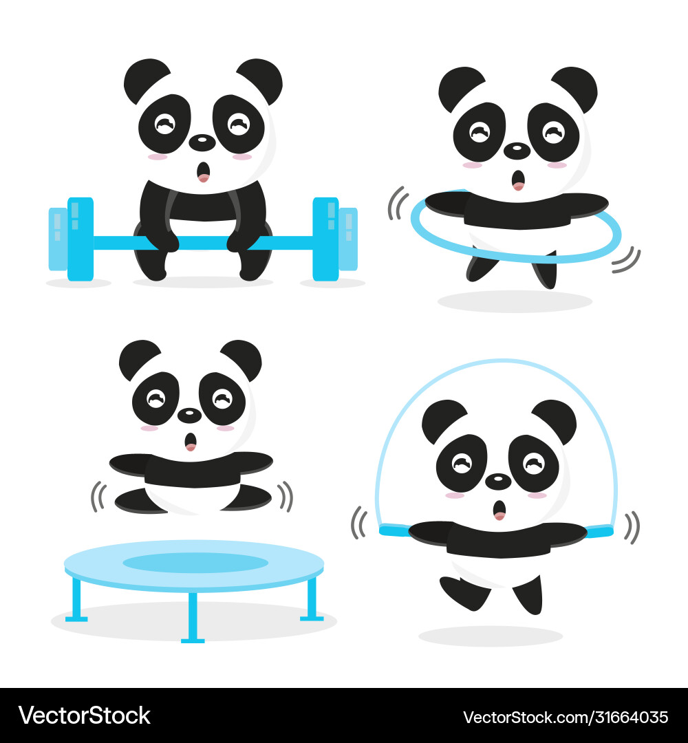 Cute Pandas Exercising Vector Image