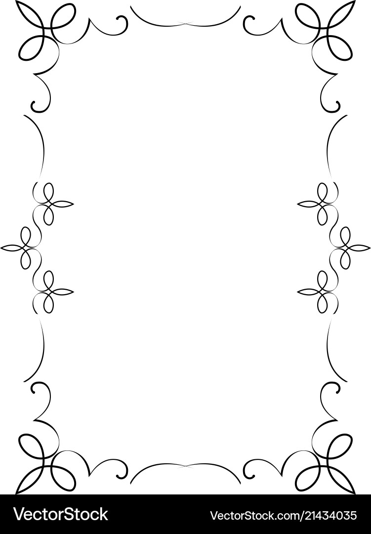 Decorative vertical frame with curls and scroll Vector Image