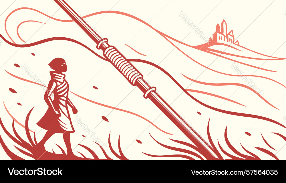 Dynamic spear in action with motion blur design vector image