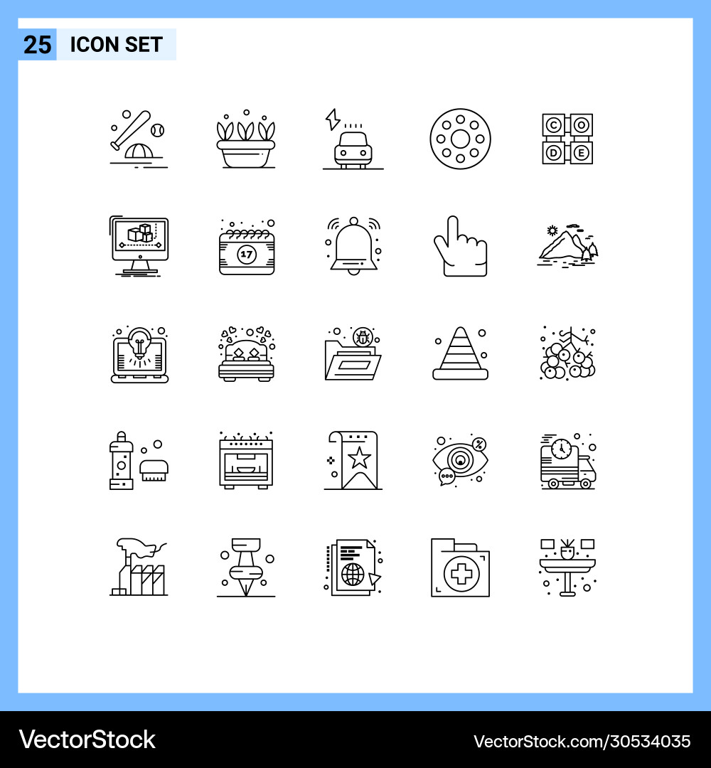 Editable line pack 25 simple lines learning Vector Image