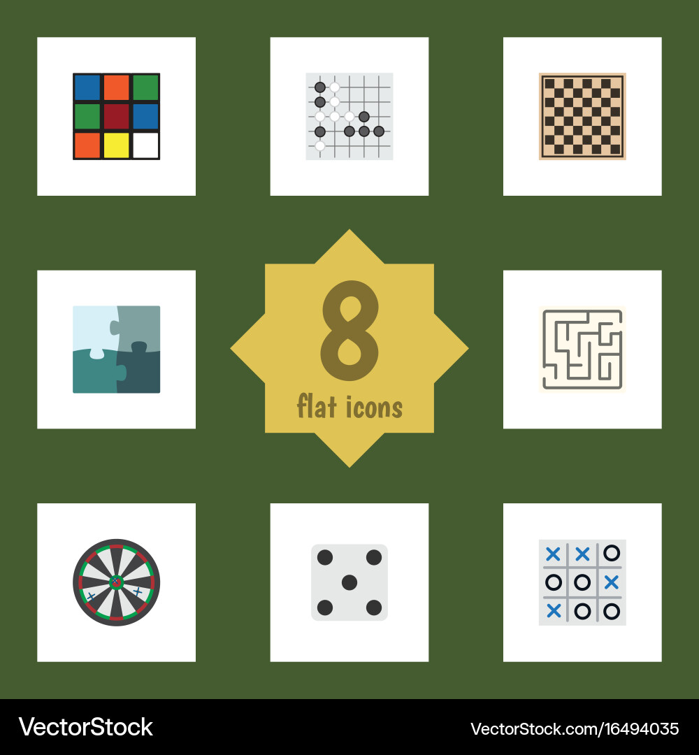 Flat icon play set of gomoku cube chess table Vector Image