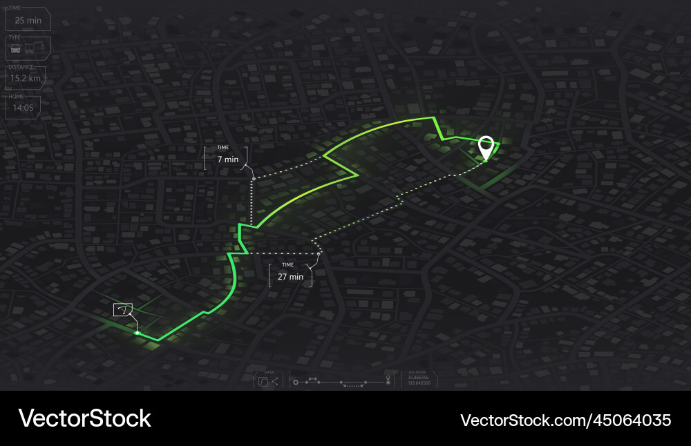 Gps map navigation to own house view from above Gps map navigation to own house view from above vector image