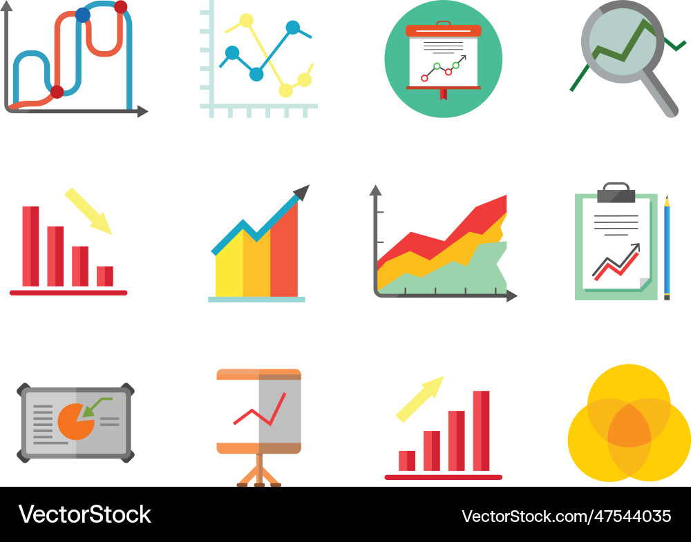Graph Icon Set - Charts & Data vector image