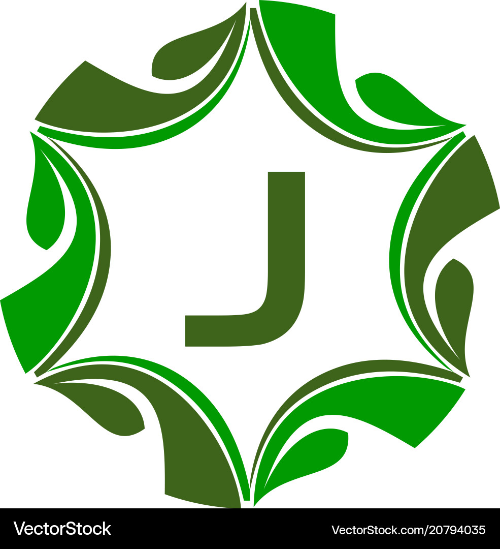 Green project solution center initial j Green project solution center initial j vector image
