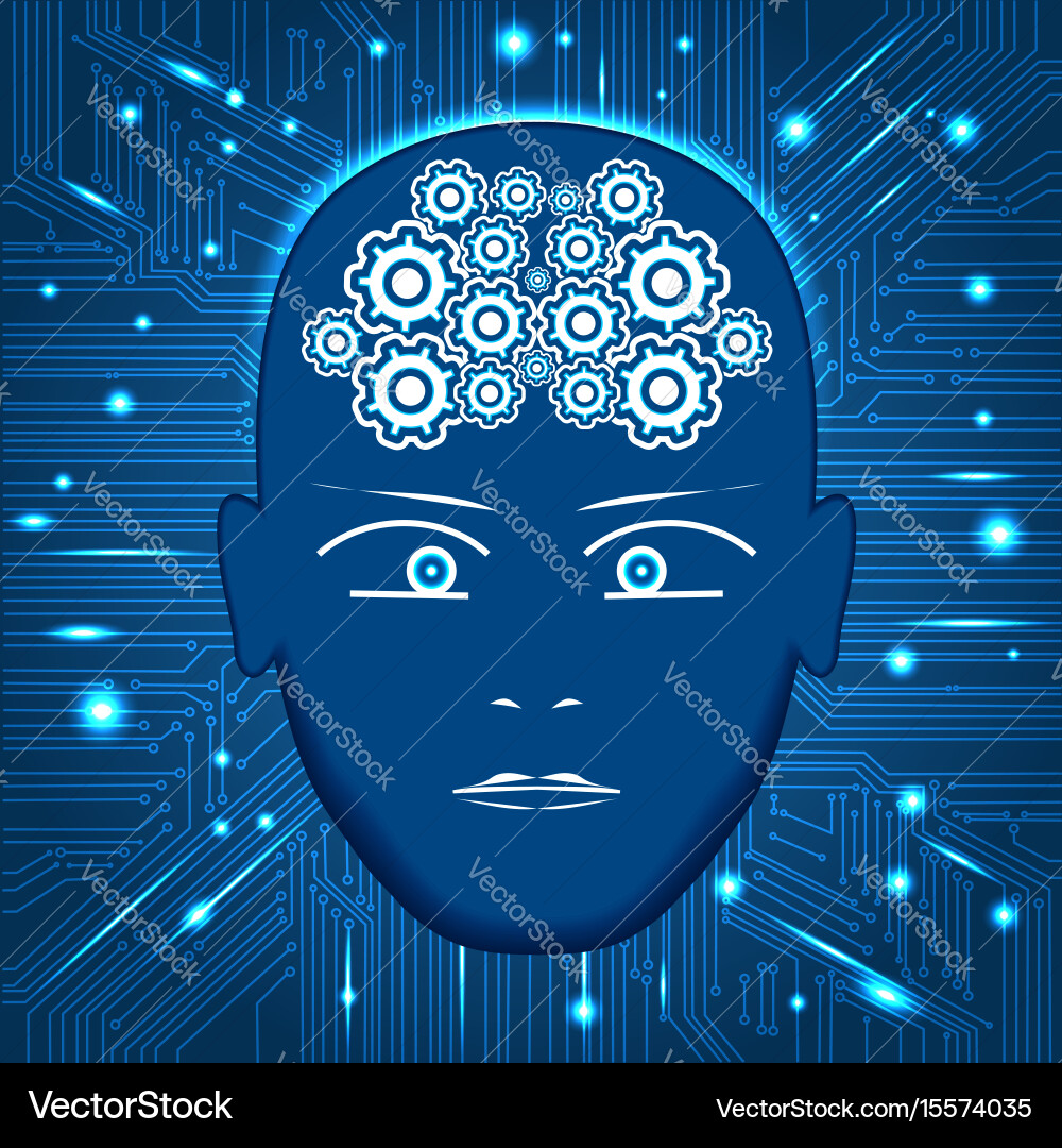 Head gears in form of braincircuit board Vector Image