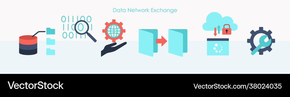 Highly protected data network elements flat set Highly protected data network elements flat set Vector Image