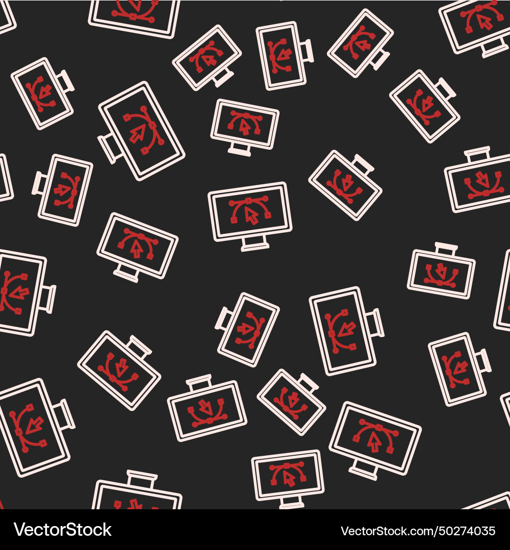 Line computer display with design program icon Line computer display with design program icon vector image