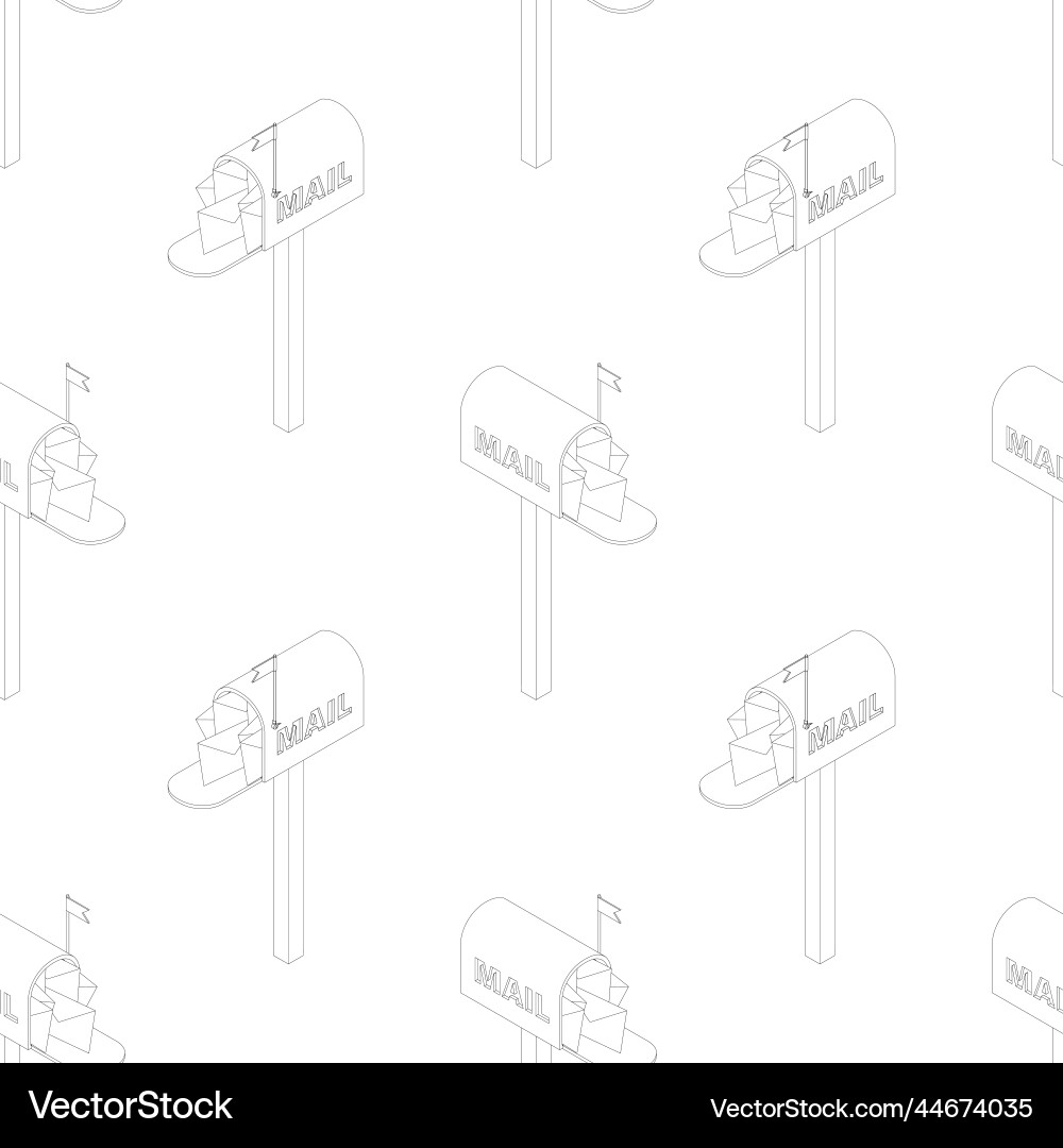 Mailbox seamless pattern line 3d isometry Vector Image