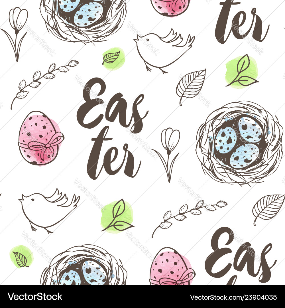 Pattern with eggs in the nest vector image