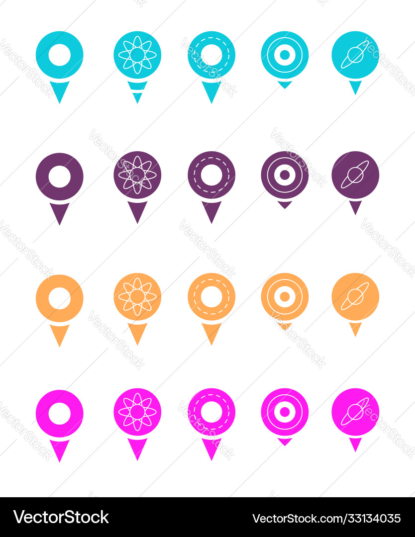 Pins for map location symbol navigation locate Pins for map location symbol navigation locate vector image