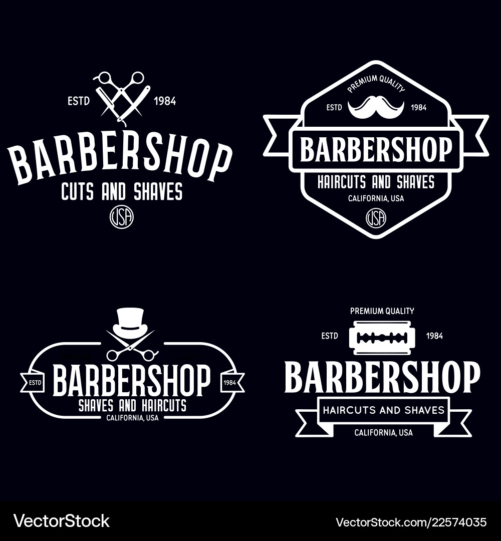 Set vintage barbershop labels templates Set vintage barbershop labels templates vector image