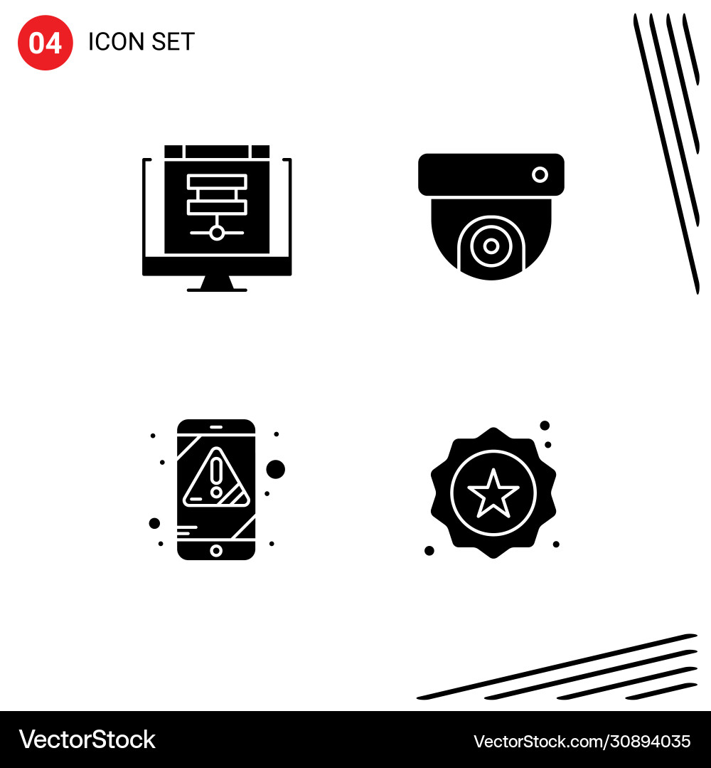 User interface pack 4 basic solid glyphs vector image