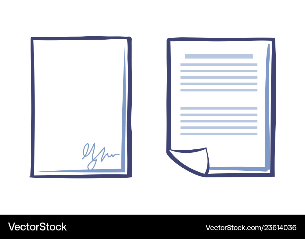 Blank sheet of paper with signature and document Blank sheet of paper with signature and document vector image