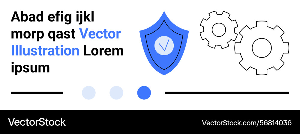 Cybersecurity shield with gears and text elements vector image