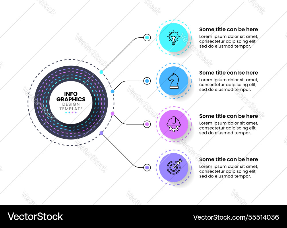 Infographic template connected circles with 4 Infographic template connected circles with 4 vector image