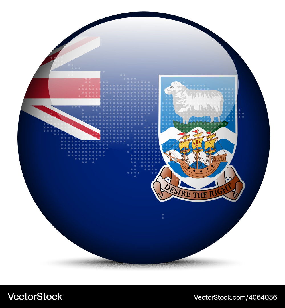 Map with dot pattern on flag button of falkland Vector Image