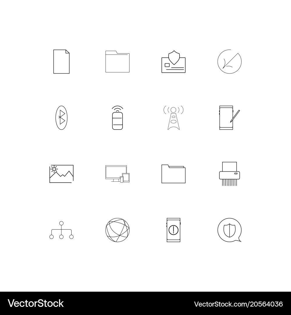 Network and database simple linear icons set Vector Image