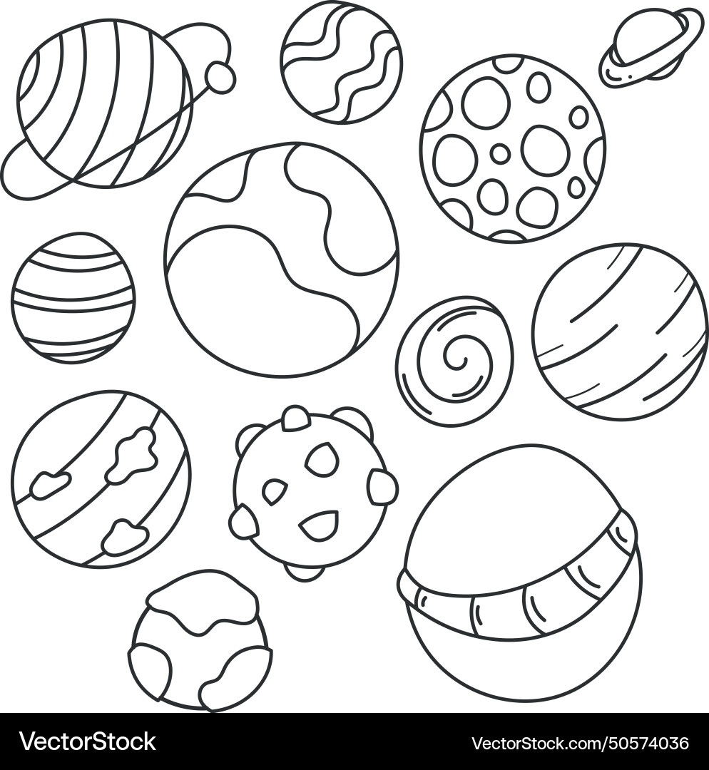 Planets pattern background hand draw Vector Image