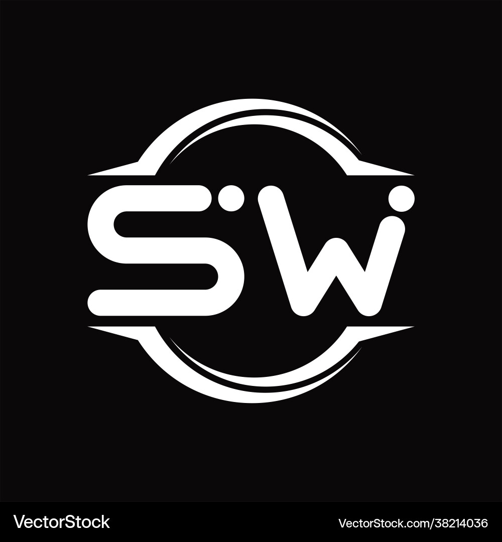 Sw logo monogram with circle rounded slice shape Sw logo monogram with circle rounded slice shape vector image