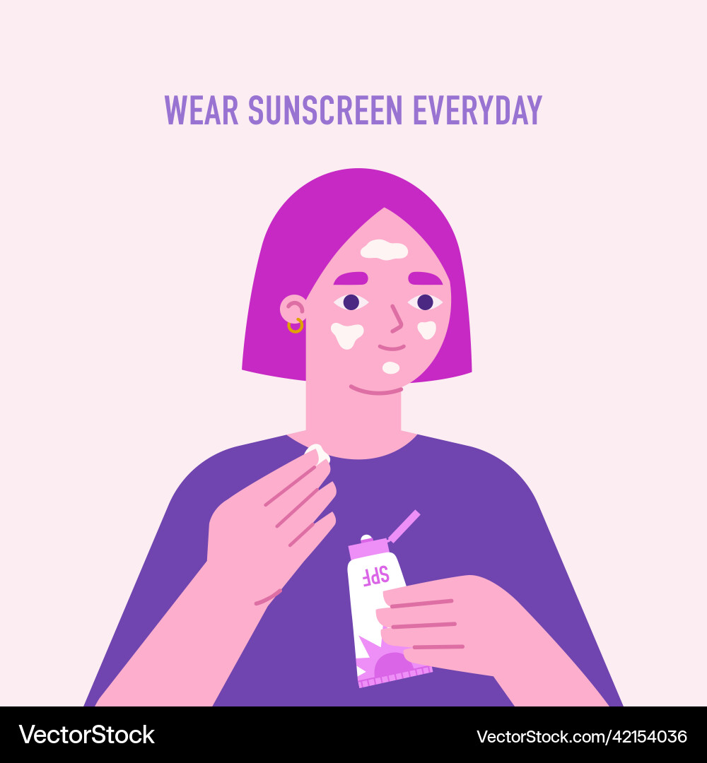 Wear sunscreen everyday woman using spf cream Wear sunscreen everyday woman using spf cream vector image