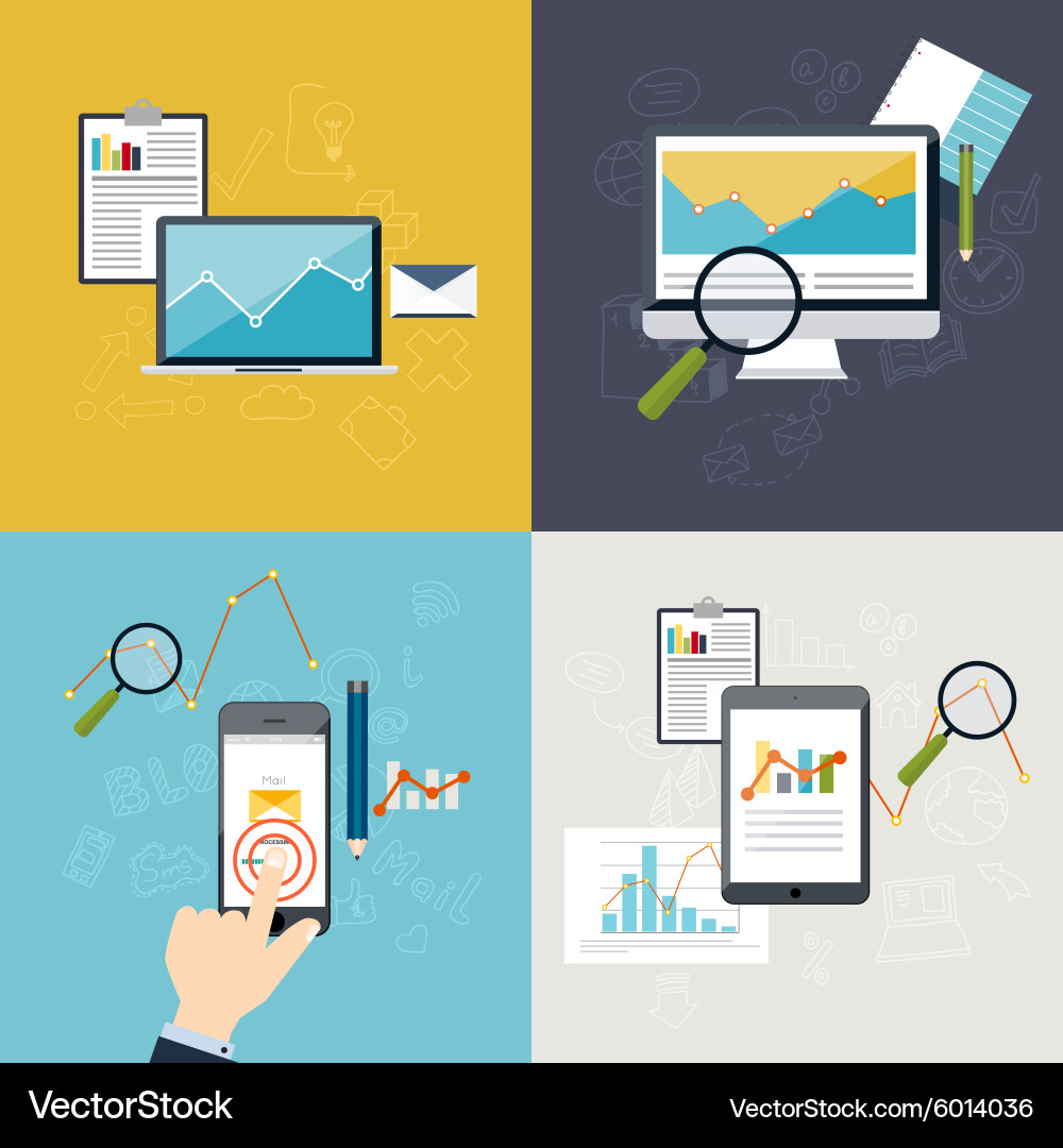 Website Analytics Icons - Data & SEO vector image