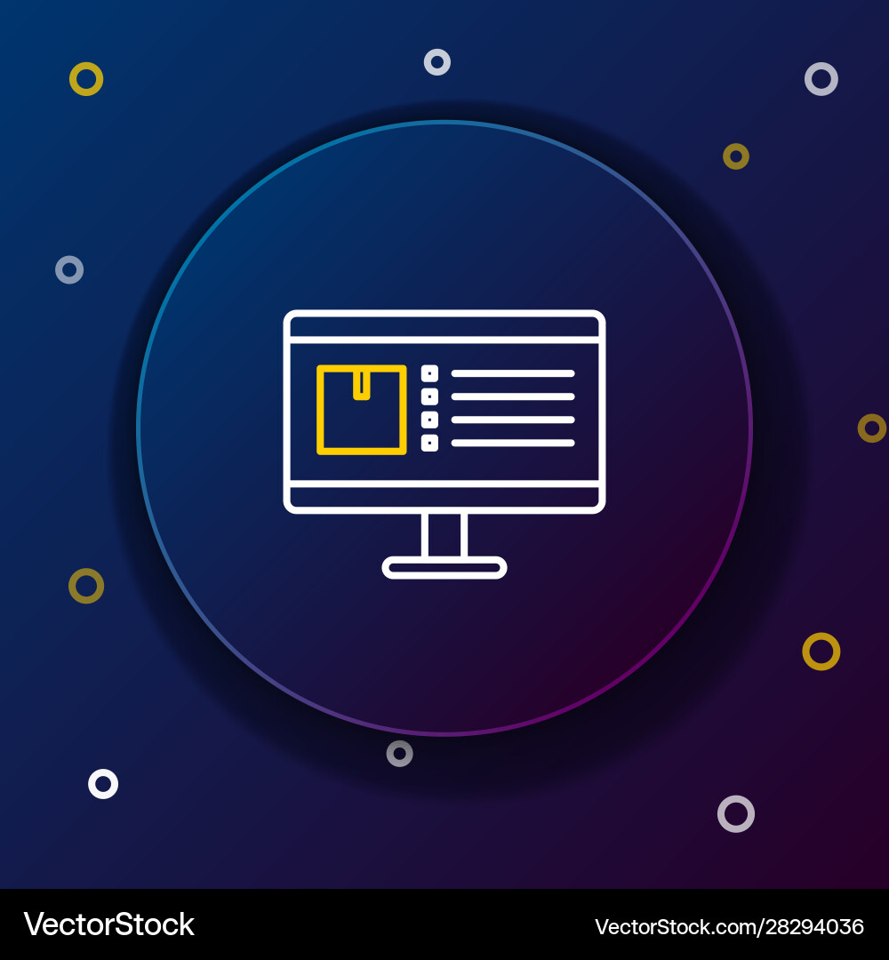 White and yellow line computer monitor with app White and yellow line computer monitor with app vector image