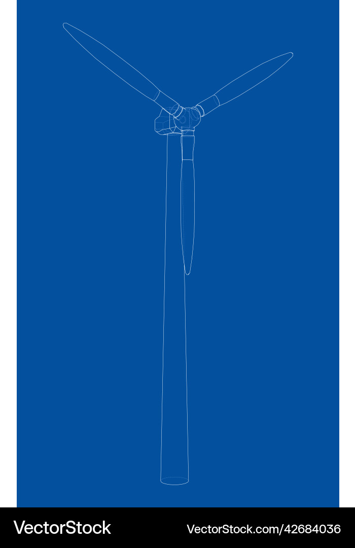 Wind turbine rendering of 3d vector image