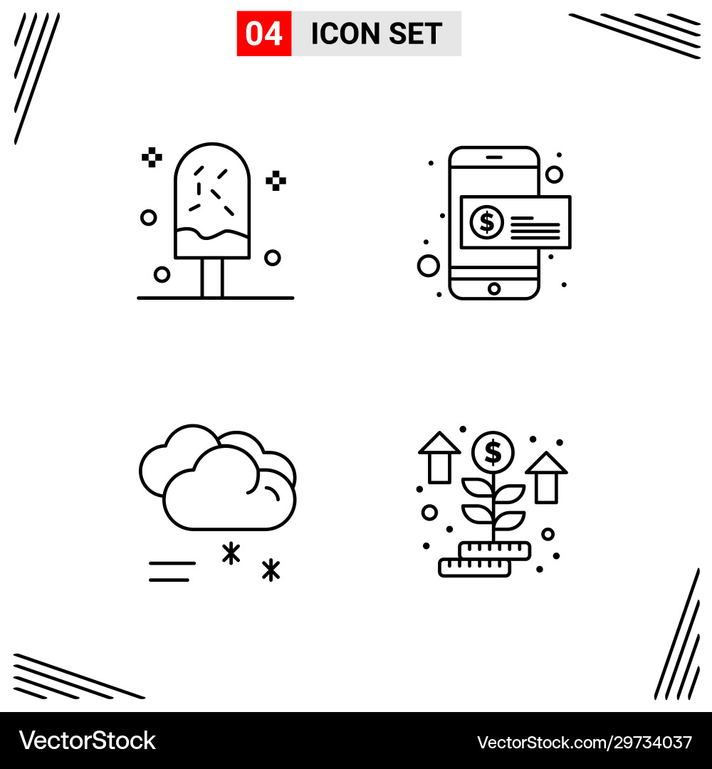4 icons line style grid based creative outline 4 icons line style grid based creative outline Vector Image