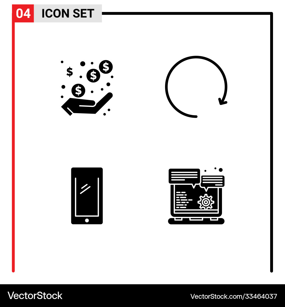 4 universal solid glyphs set for web and mobile Vector Image